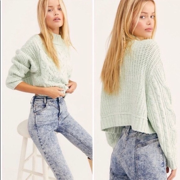 Free People Sweaters - Free People Merry Go Round Minty Fog Sweater